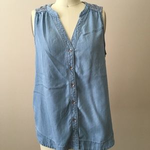 Holding Horses Chambray & Crochet Lace Tank